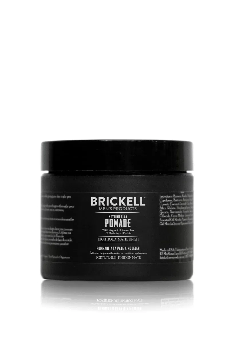 Brickell Men 's Styling Clay Pomade para hombres, natural y orgánico con fijación fuerte y acabado mate, producto para peinados modernos, 2 onzas, perfumado