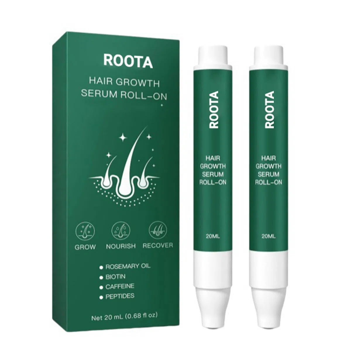Roota Hair Growth Roll-on Serum, Suero rodillo para el crecimiento del cabello Roota cabello, suero de revitalización del cabello para un cabello más grueso y saludable (1 palos)