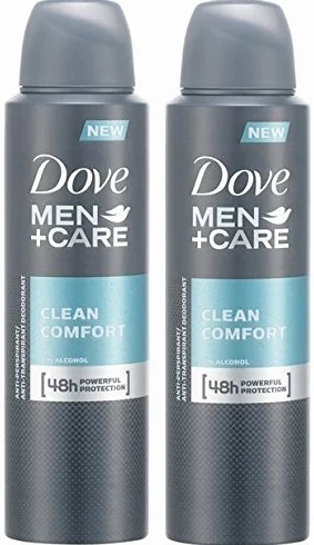 Dove Men+ Care - Desodorante antiperpirante en espray Clean Comfort 150 ml, paquete de 2