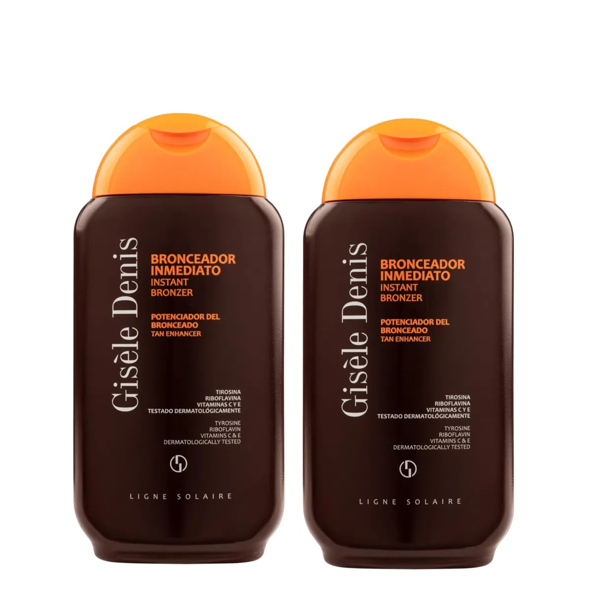 GISÈLE DENIS - Pack Bronceador Inmediato Corporal 2 x 200 ml, Intensificador y Potenciador del Color de la Piel, Acelerador del Bronceado con Tirosina y Aceite de Almendras, Todo Tipo de Pieles