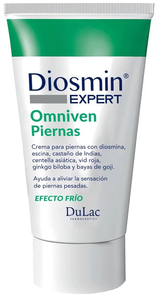 Dulac - Diosmin Expert Omniven Crema para Piernas Cansadas y Pesadas, Efecto Frío, 150 ml, Favorece la Circulación de las Piernas, Crema Masaje con Diosmina, Rusco y Vid Roja, Made in Italy