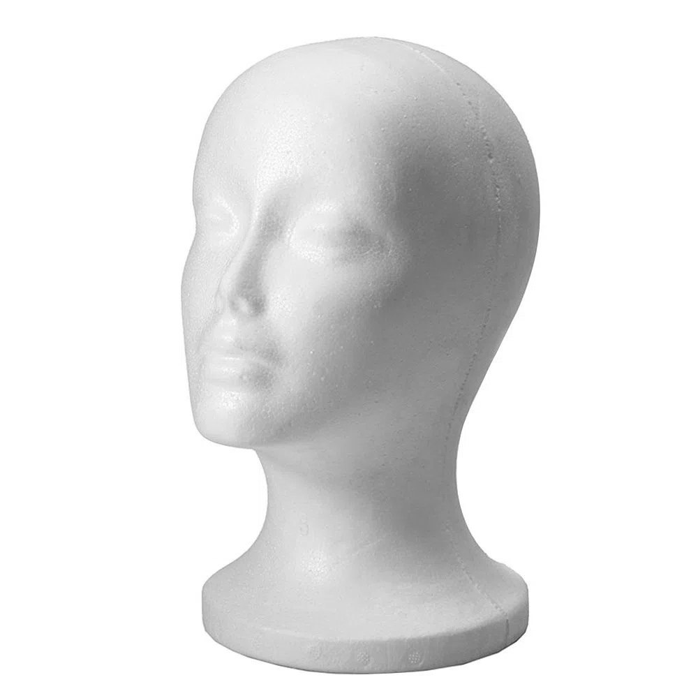cabeza de Poliestireno Blanco expositor para peluca Gorro casco