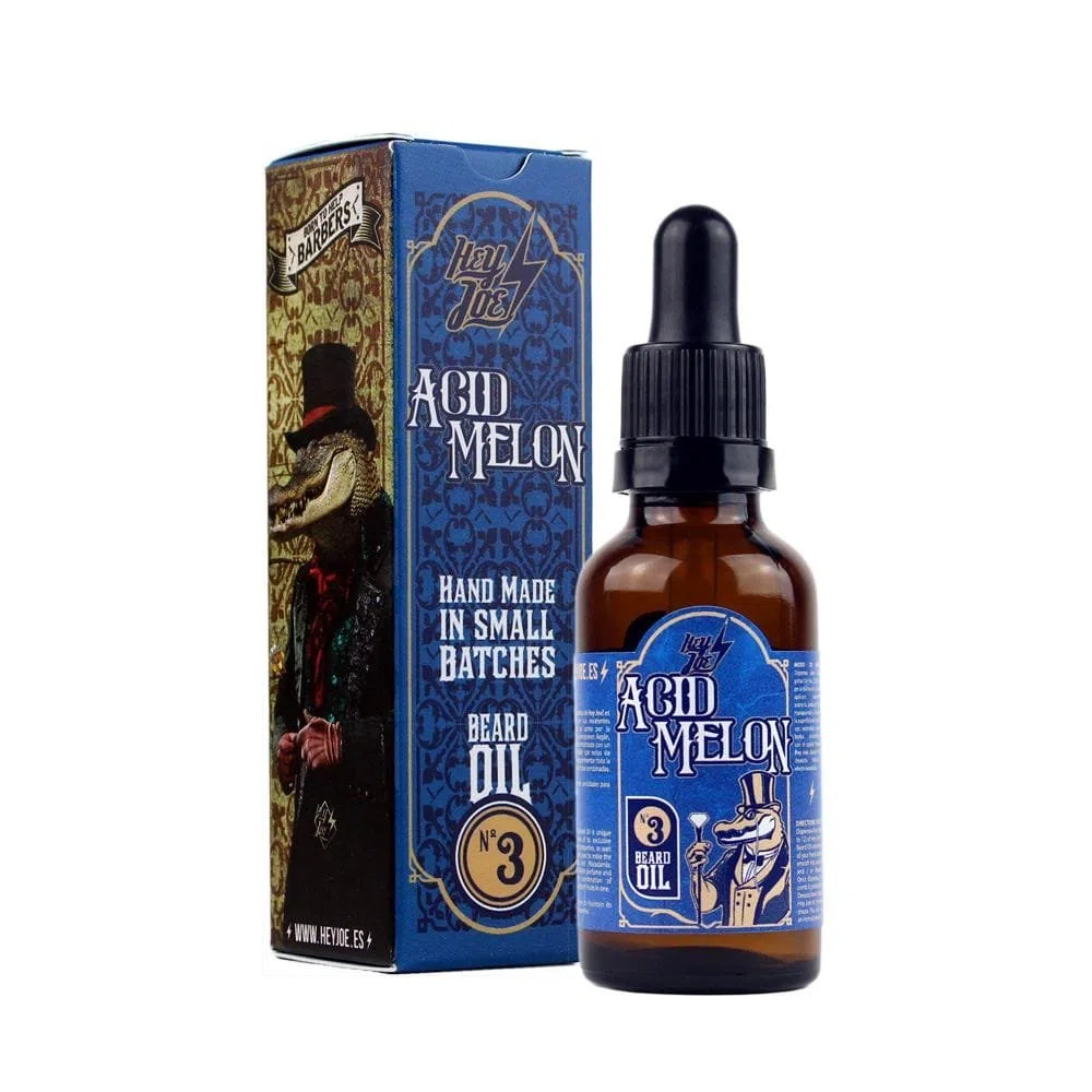 HEY JOE - Beard Oil Nº3 ACID MELON 30ml | Aceite para barba30ml con ARGÁN, JOJOBA y MACADAMIA. Aroma a MELÓN