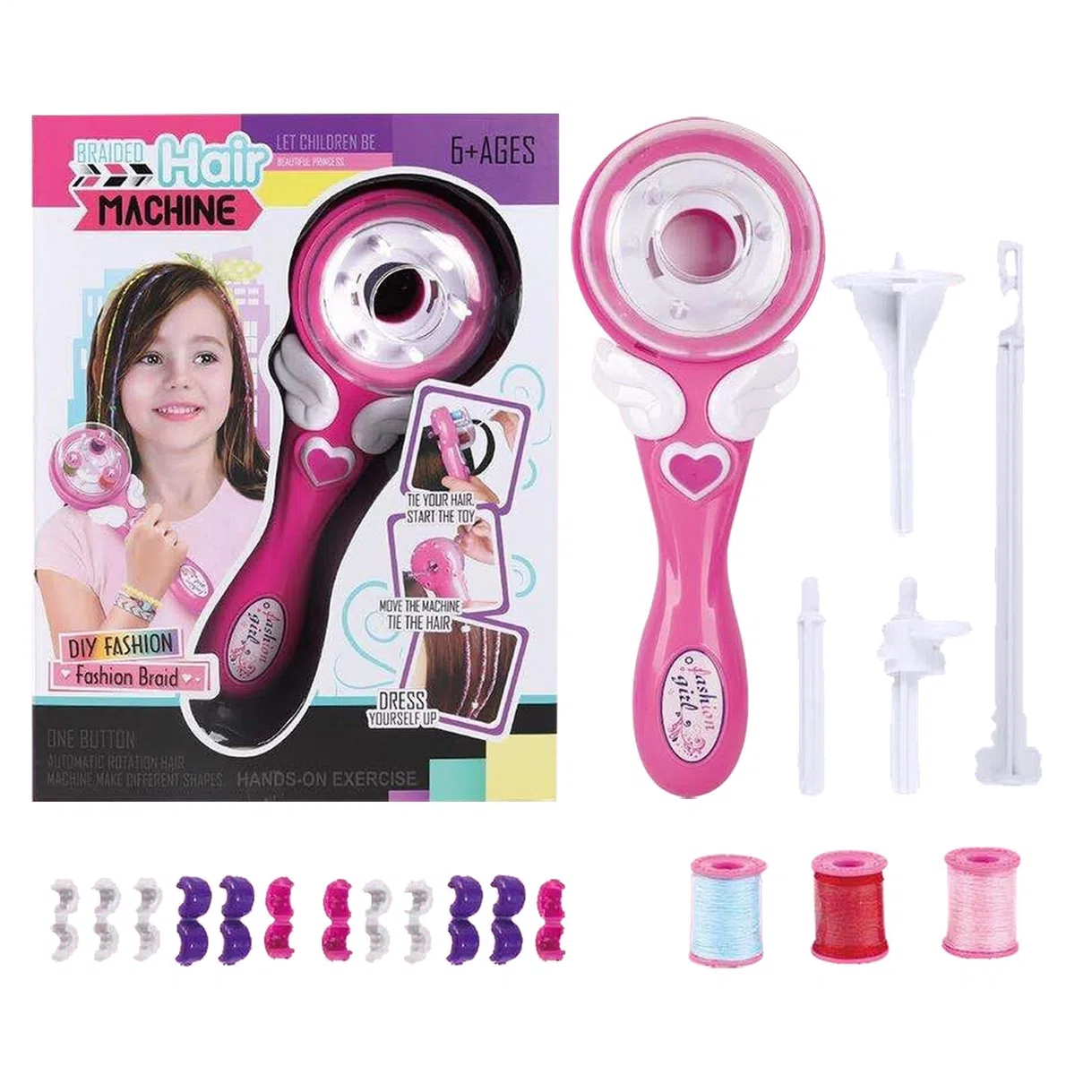 Máquina Trenzadora Eléctrica: Automático Para Peinar El Cabello, Máquina Para Hacer Trenzas Para Niñas, Kit De Salón Multifuncional Para Niños | Herramienta Creativa De Belleza Y Para Eda