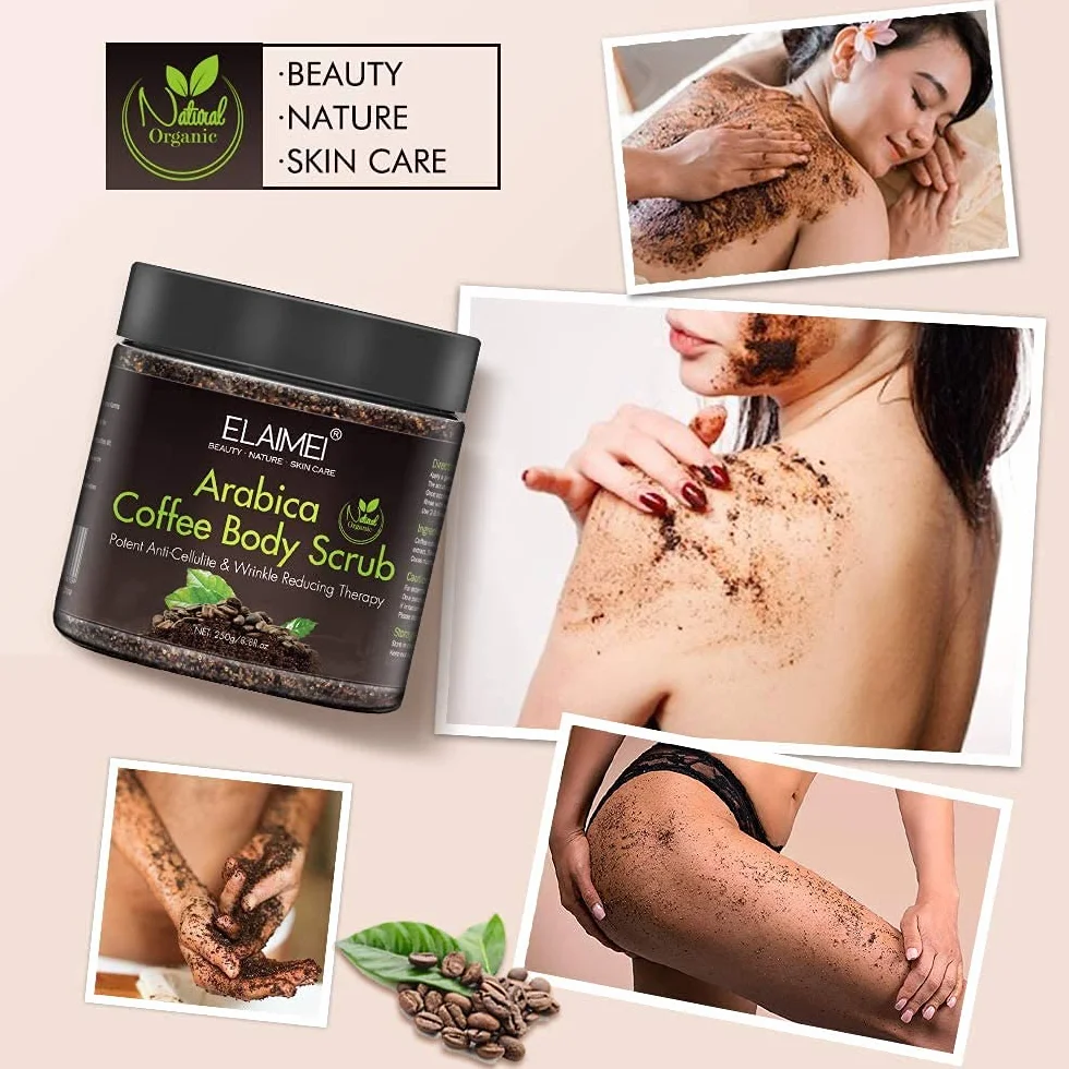 Exfoliante de café natural con exfoliante corporal orgánico de café, el mejor tratamiento para el acné, anticelulítico y estrías, terapia de venas araña para venas varicosas y eccema