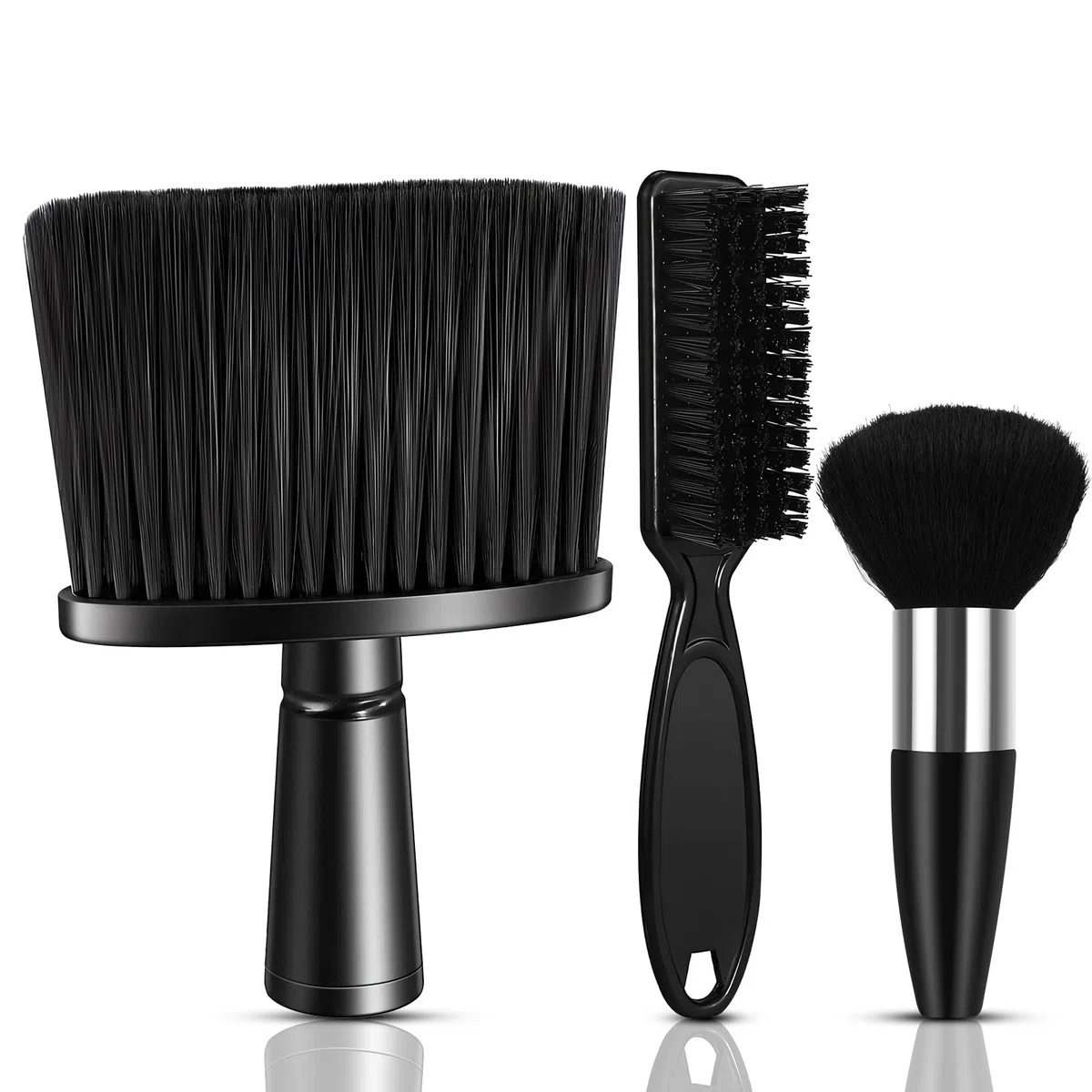Juego de 3 cepillos de peluquería, cepillo para el cuello, cepillo para el cuello de peluquería, accesorio de barbero, cepillo de peluquería suave para la limpieza del pelo roto en el cuello,