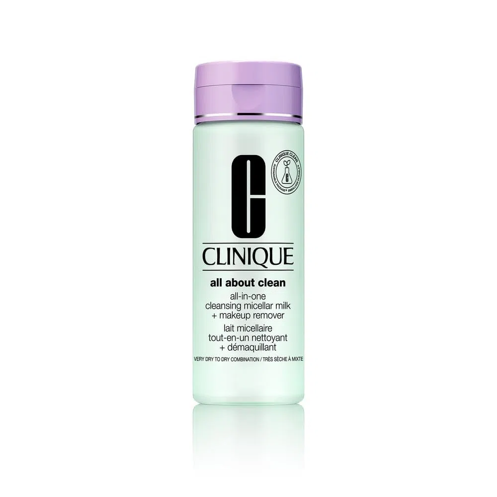Clinique All About Clean Leche Micelar Limpiadora Todo en Uno + Desmaquillante Tipo I, 200 ml