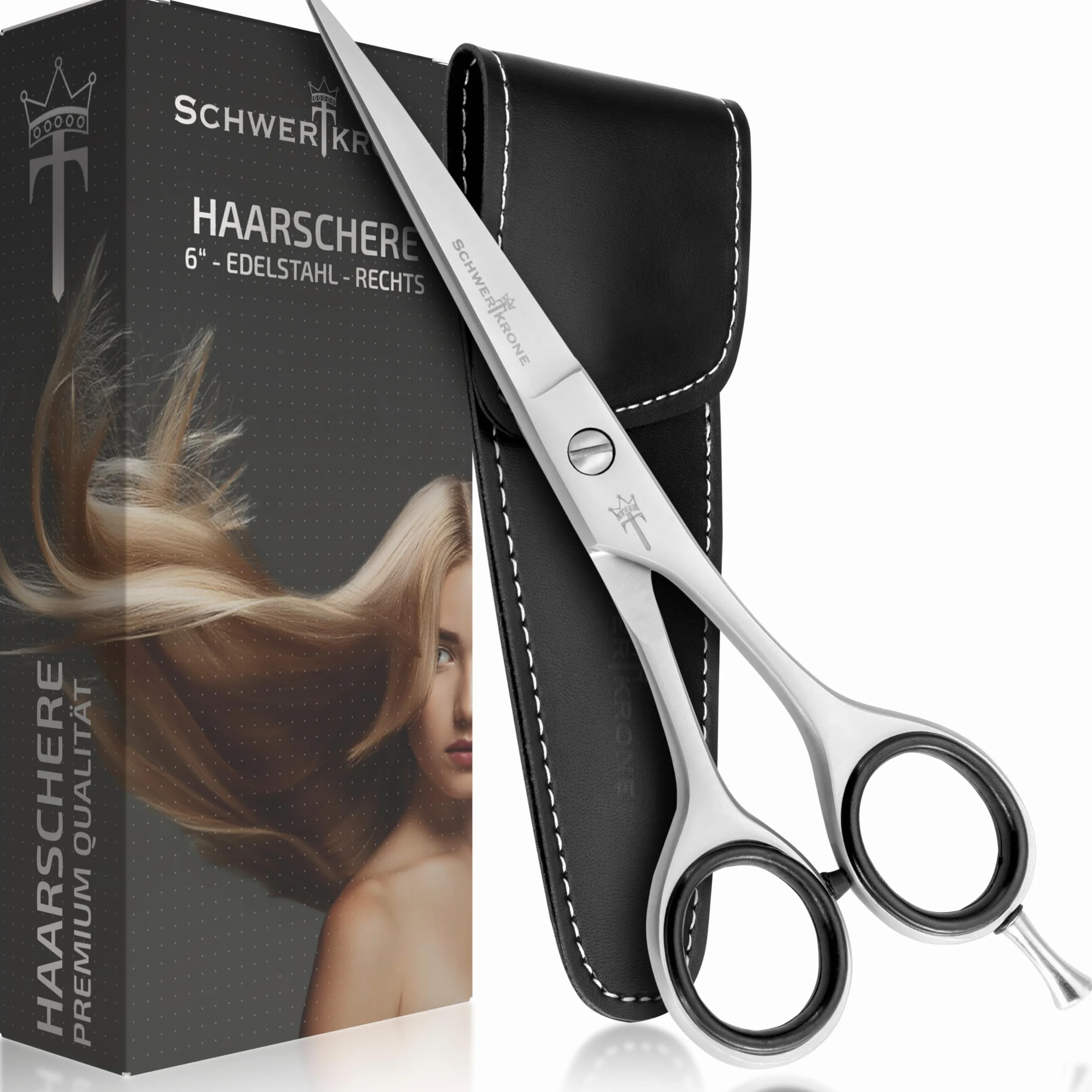 SCHWERTKRONE Tijeras de corte de pelo para zurdos de acero inoxidable [fabricadas en Alemania] – Tijeras de peluquería – Tijeras para cortar el pelo – Tijeras de peluquería – Tijeras de adelgazamiento