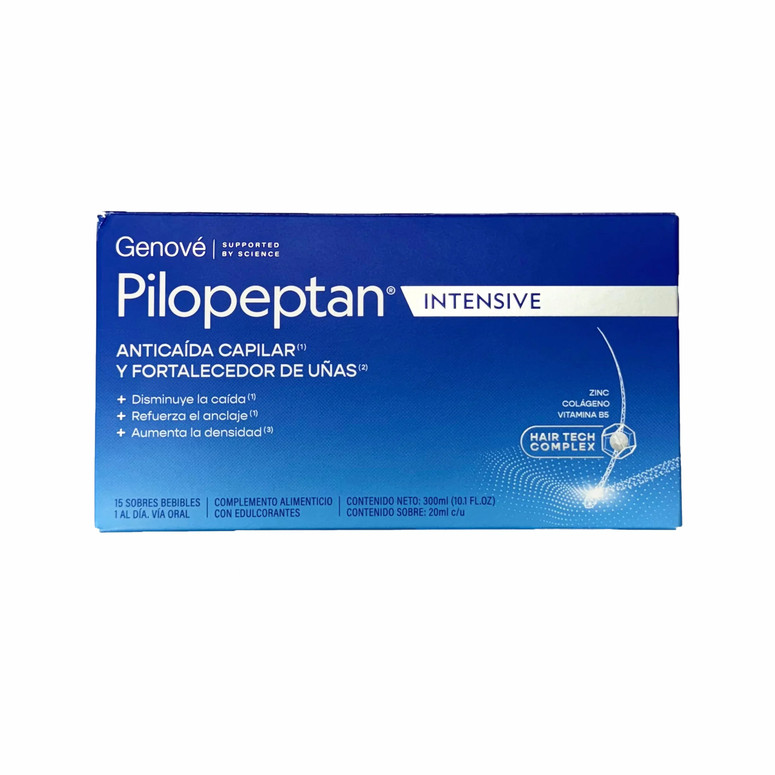 Pilopeptan Intensive | Anticaída Capilar |Hombre y Mujer | Potencia el Crecimiento, Formación de Queratina, Anclaje, Brillo y Vitalidad del Pelo y Uñas | 15 Sobres