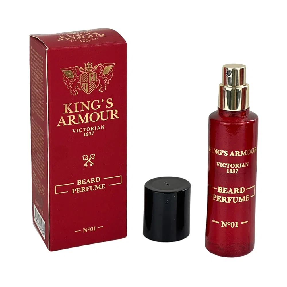 King's Armour Luxury Beard Perfume Spray 40 ml - Frescura Duradera y Aroma Masculino Distintivo - Fragancia Premium Para Barba y Rostro.