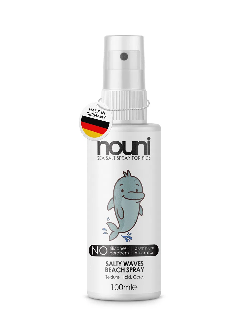 Sea Salt Spray para niños – Spray de estilismo para ondas naturales de playa – con sal marina y glicerina – Sin perfume, vegano, sin siliconas, spray para cabello delicado de niños, 100 ml