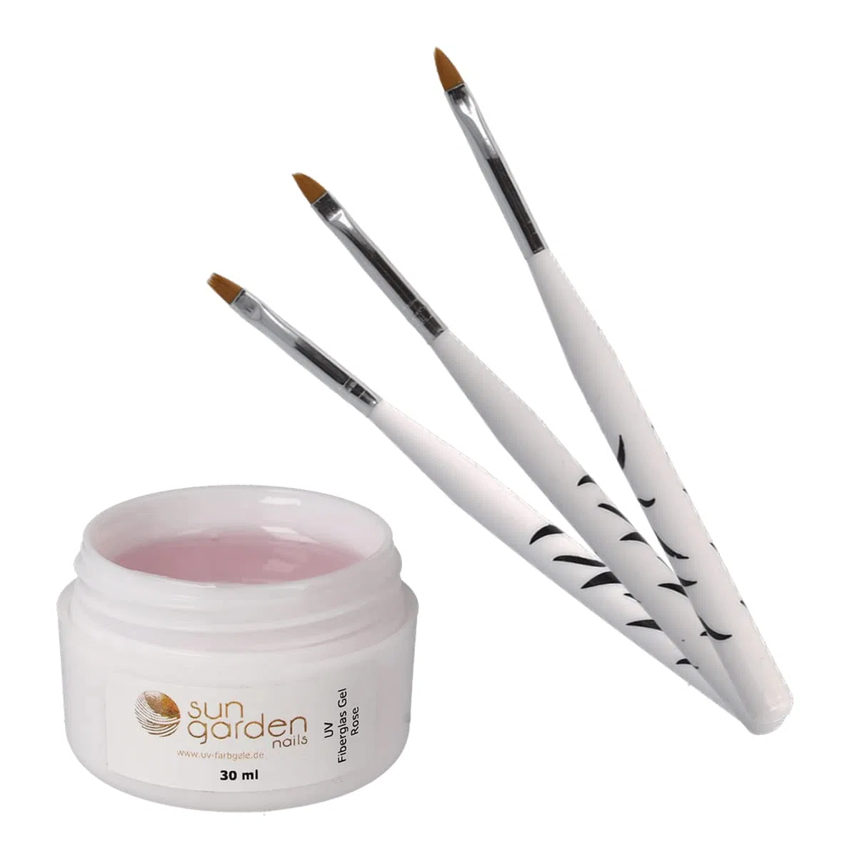 Sun Garden Nails UV gel de fibra de vidrio rosa transparente 30ml + set de pinceles