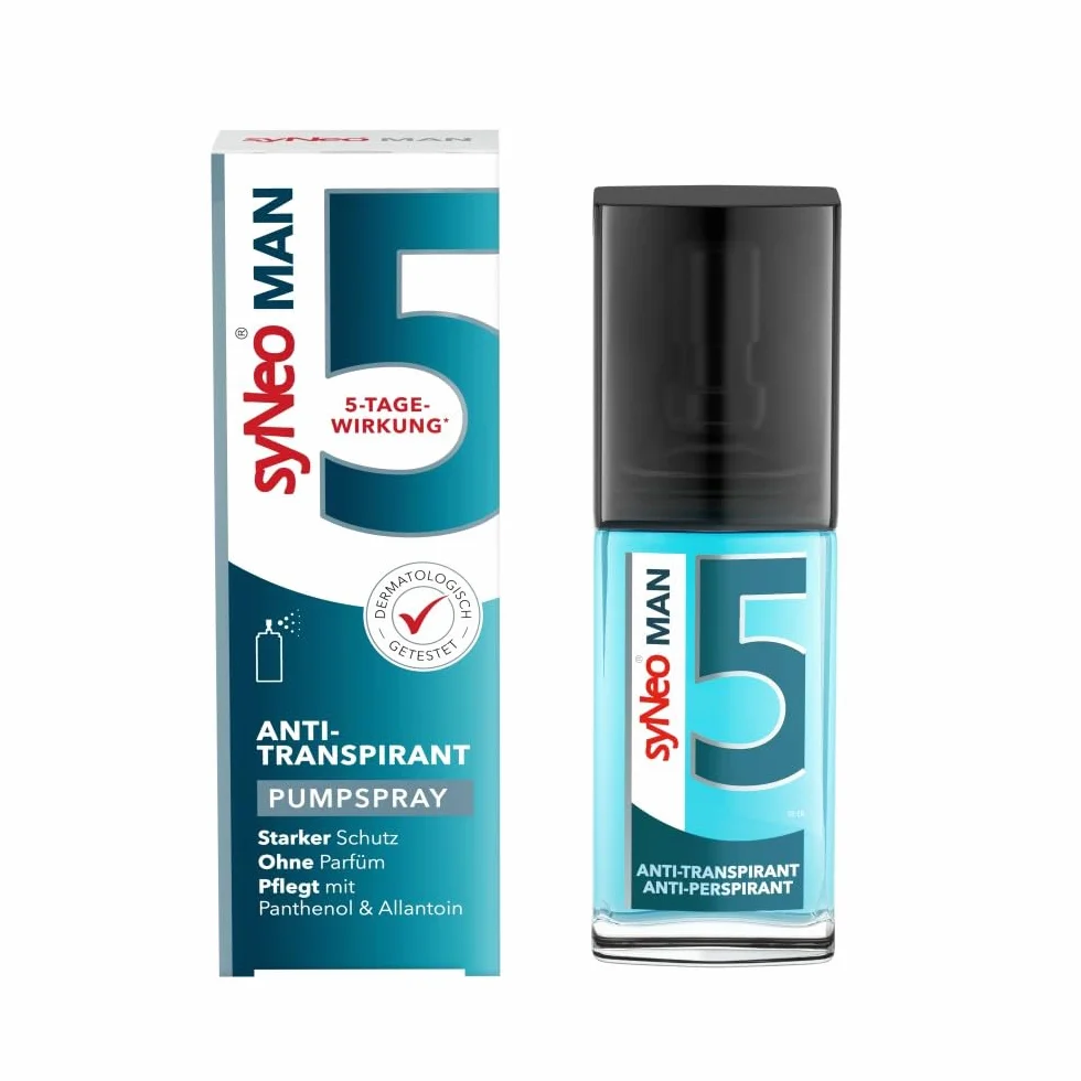 syNeo 5 MAN Spray antitranspirante – Efecto de 5 días – Contra el sudor y el olor – Para el cuerpo, las manos y la cara – Testado dermatológicamente – Para hombres – Fabricado en Alemania – 30 ml