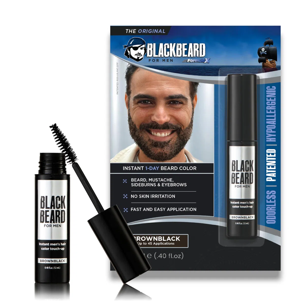 Blackbeard for Men Formula X - Instant Brush-on Beard & Mustache Color - 1-pack (Brownblack) by Blackbeard for Men