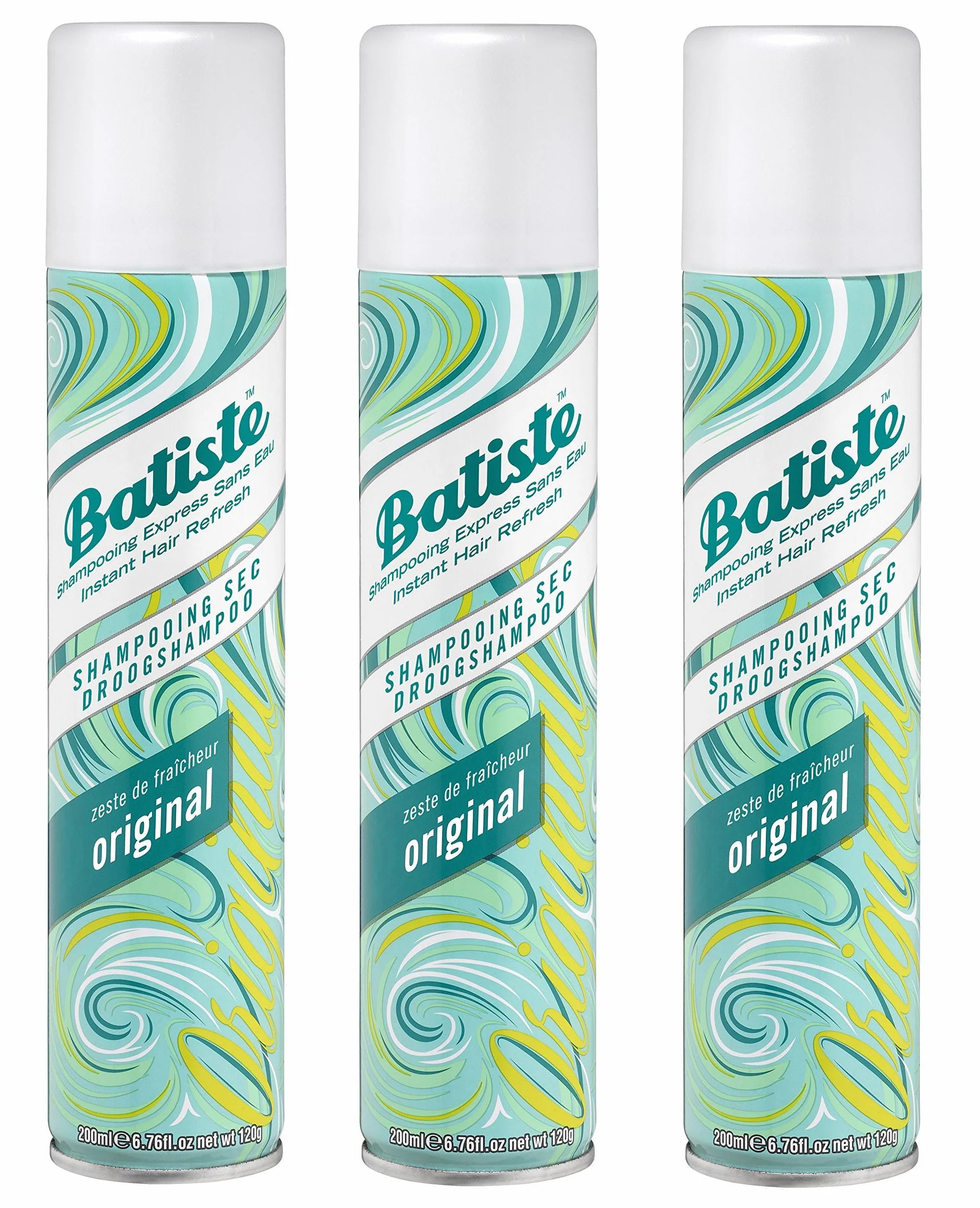 THREE PACKS of Batiste Dry Shampoo Original 200ml by Batiste