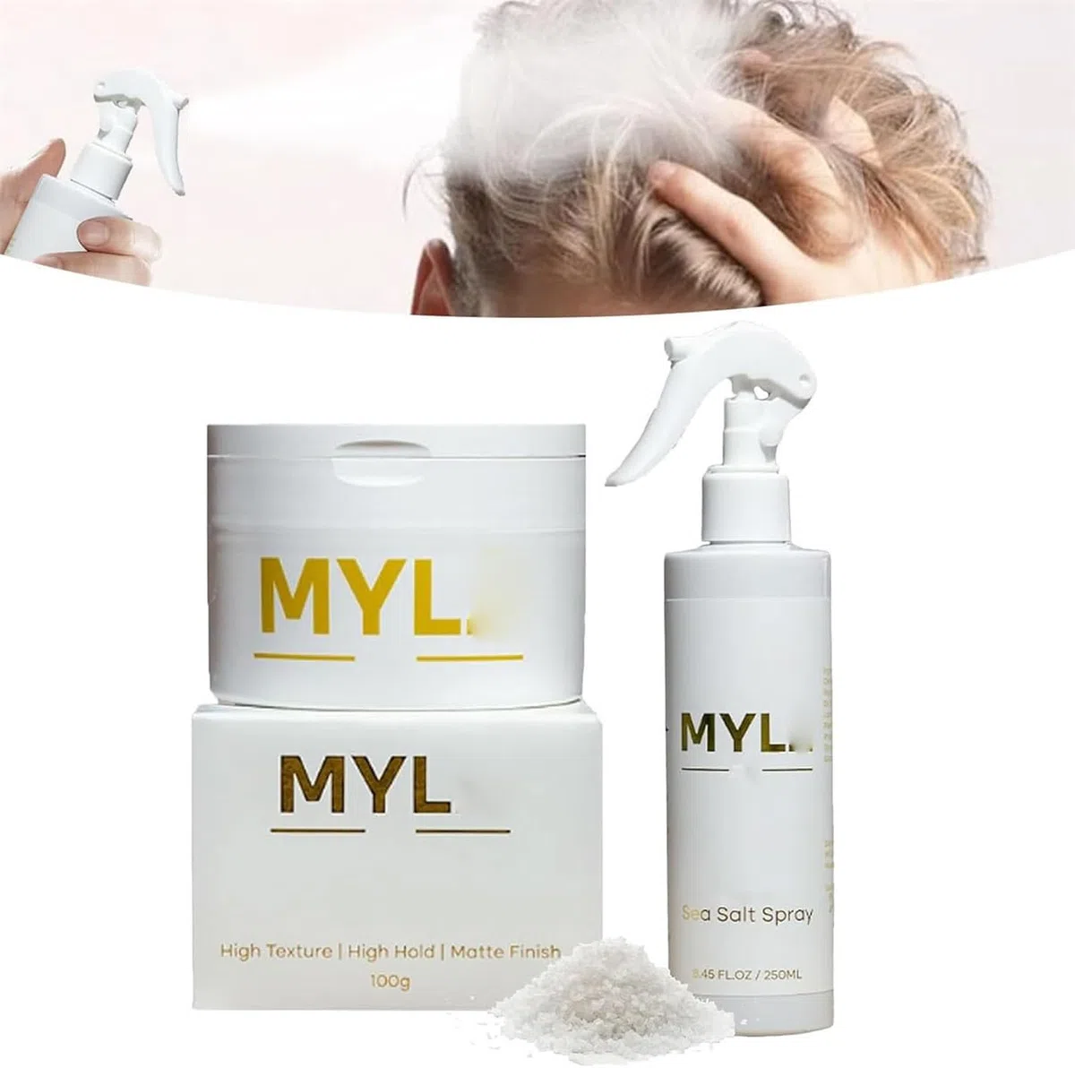 Generic Mylz - Spray de sal marina para hombre, paquete de textura de arcilla y sal marina de mango, spray para el cabello y arcilla para el cabello, spray de volumen para todo el cabello (juego)