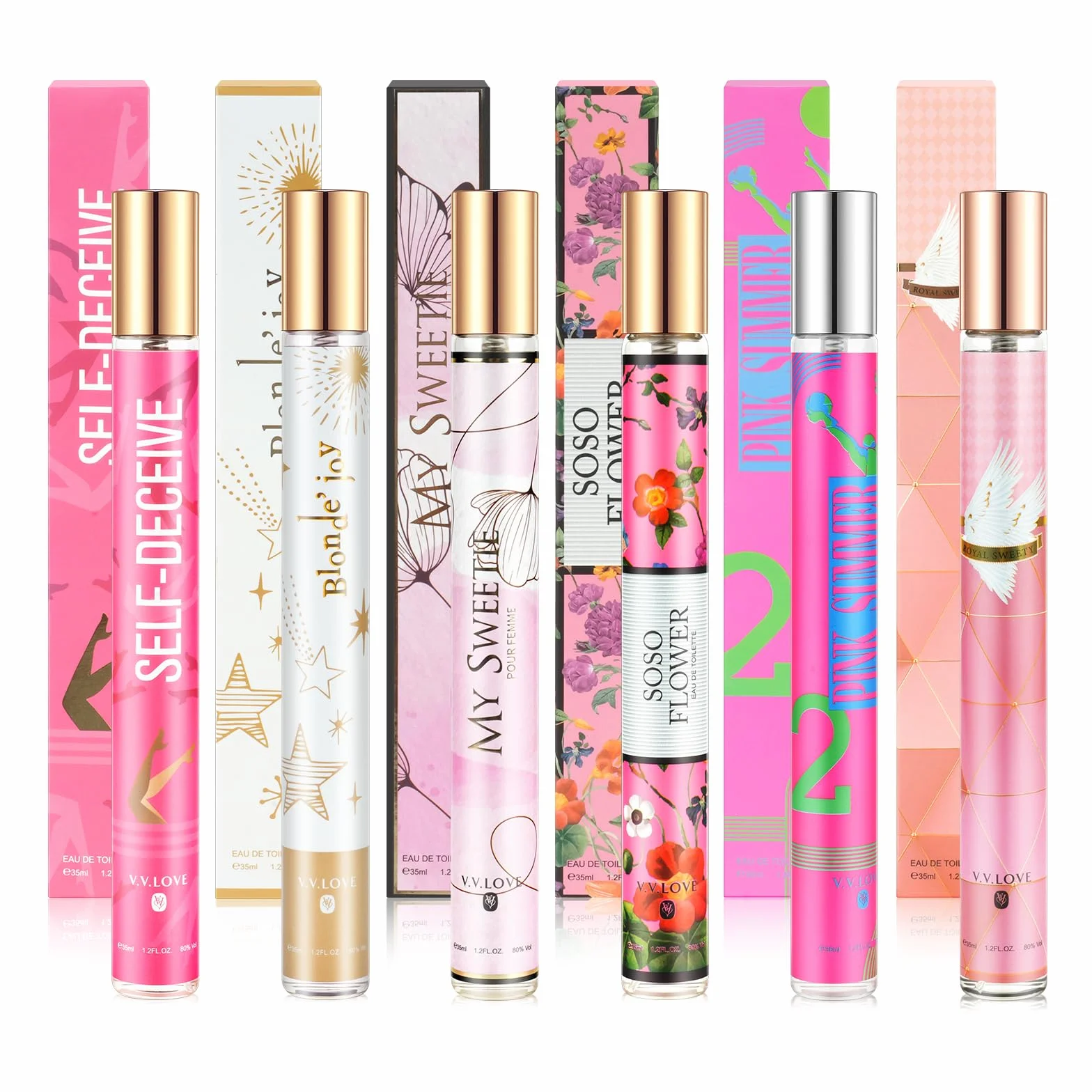 Set regalo perfumes mujer premium: 6 x 35 ml Eau de parfum Aceite de perfume portátil para mujer Fragancia de larga duración que realza tu encanto