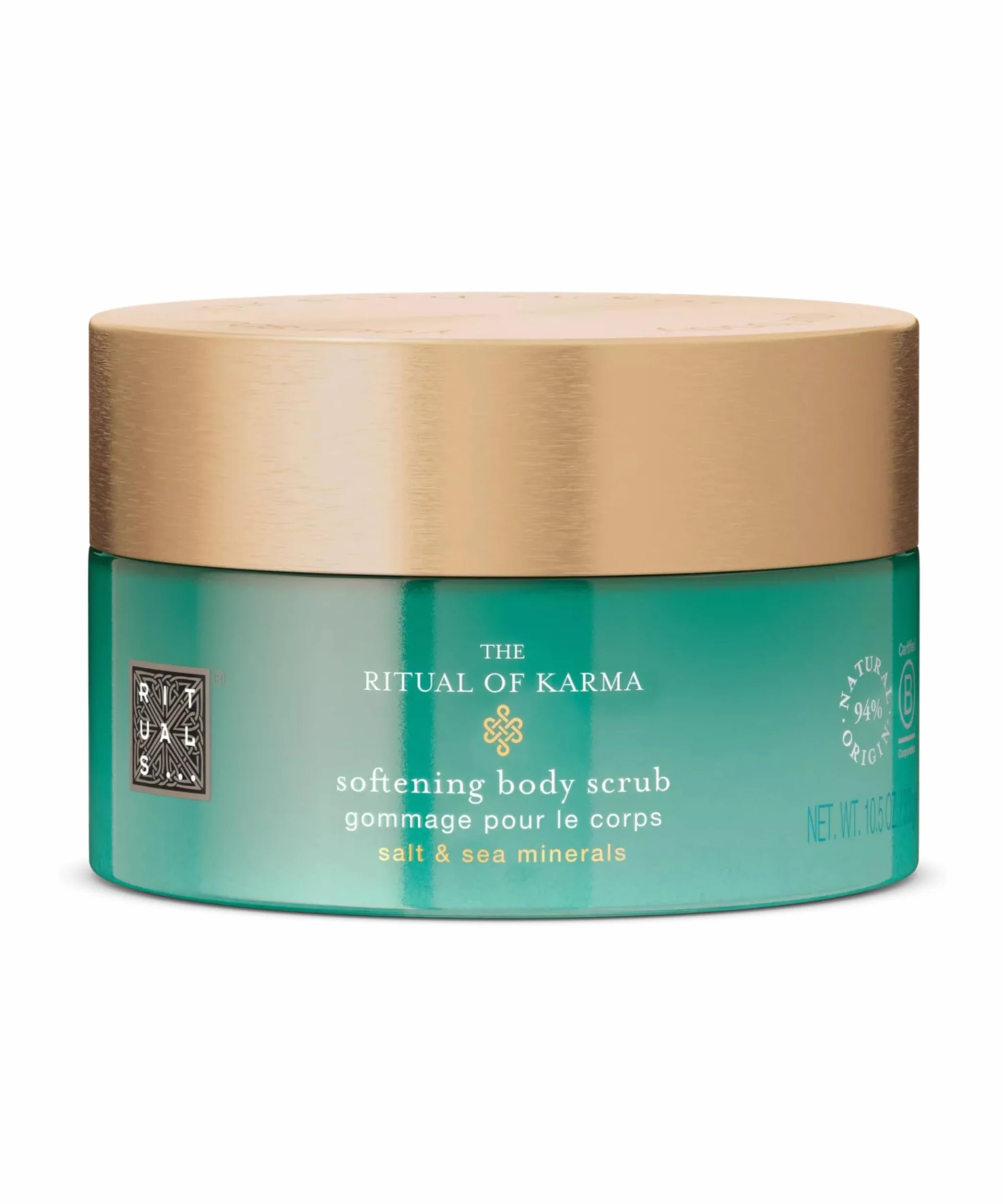 RITUALS Body Scrub The Ritual of Karma – Exfoliante corporal con flor de loto, té blanco, sal y minerales marinos – 94% de ingredientes de origen natural – 300 g