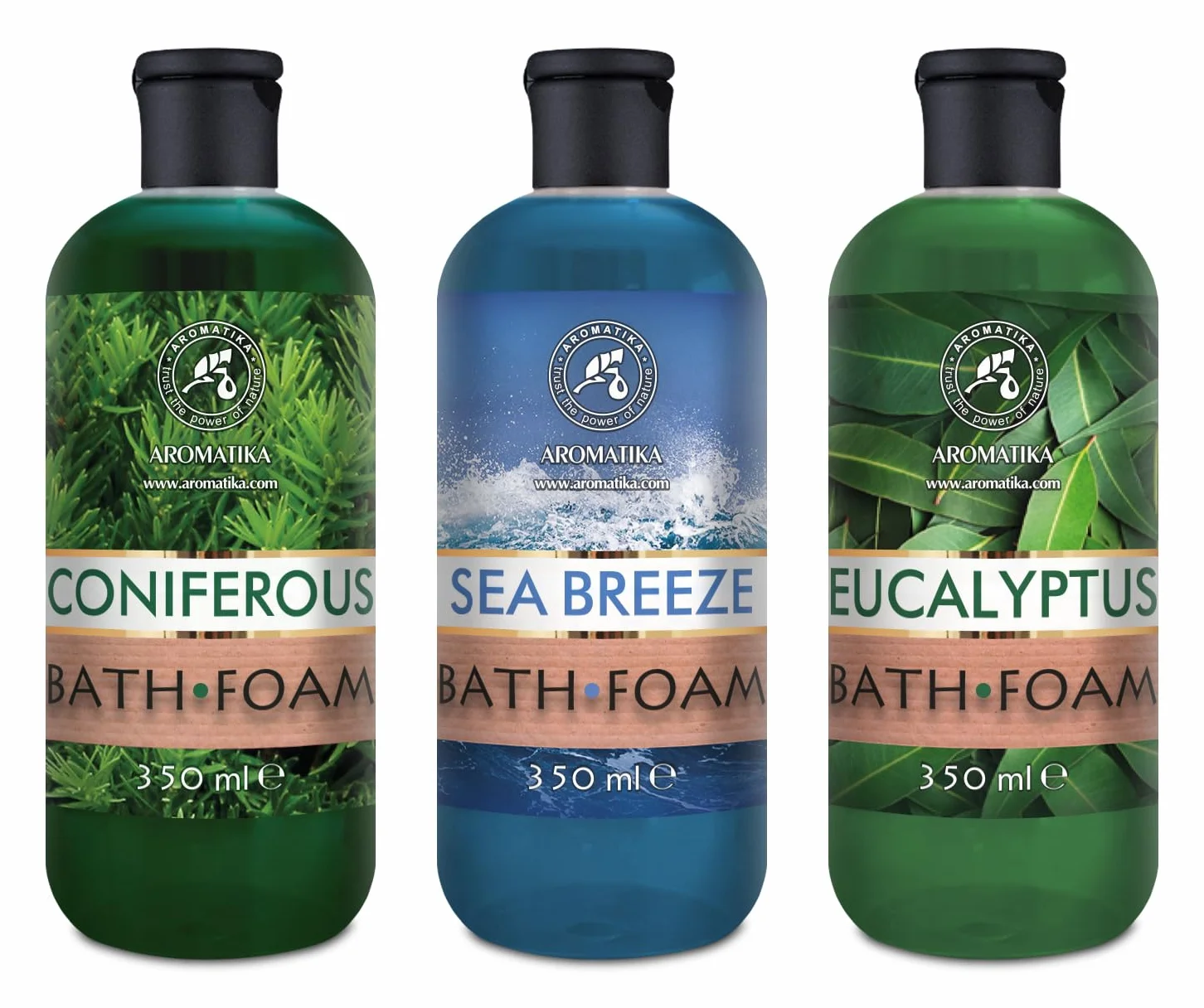 Espuma Baño Set Coníferas & Brisa Marina & Eucalipto 3x350ml - Cuidado del Cuerpo - Relajación - Aroma Fresco - Aromaterapia - Spa - Baños de Burbujas - Belleza