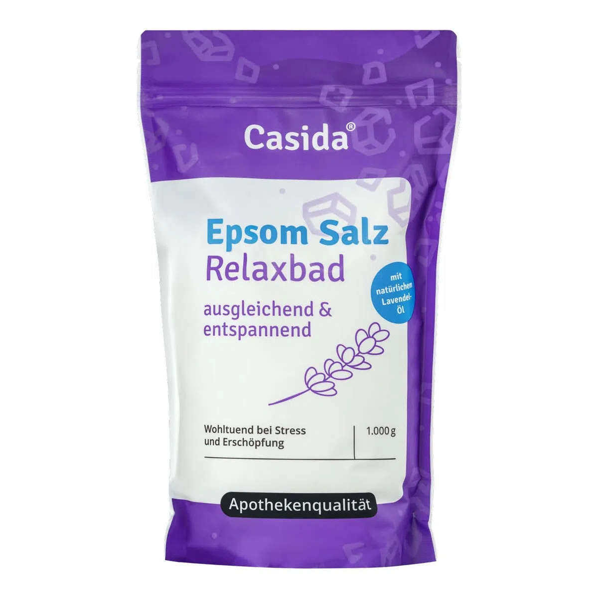 Casida® Sal de Epsom Baño con Lavanda - con aceite esencial de lavanda - magnesio para baños o baños de pies - calidad de farmacias - 1000g