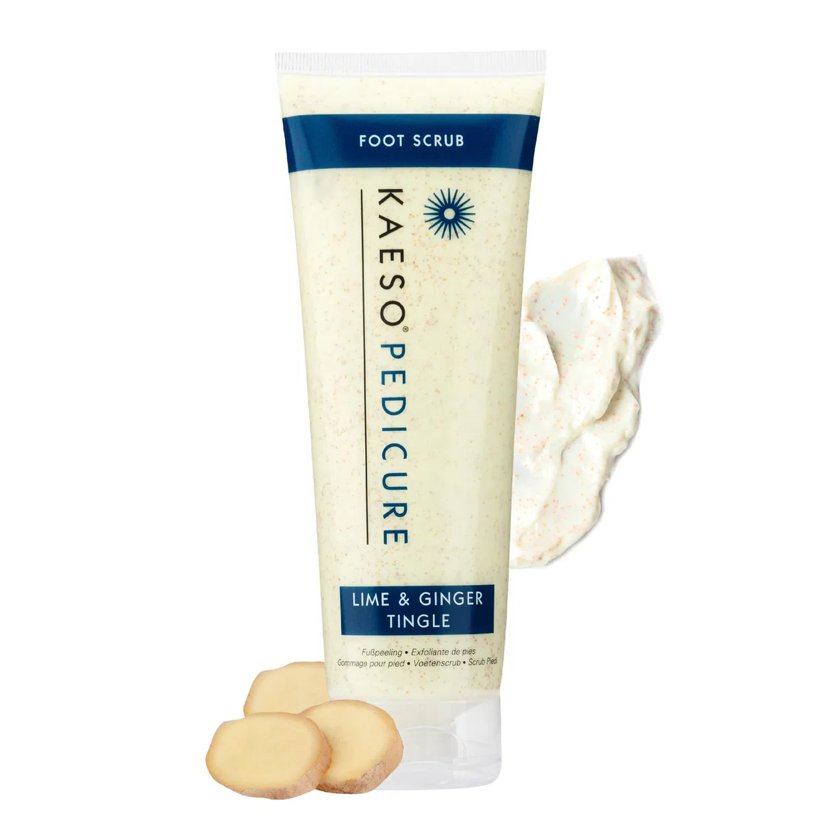 KAESO Exfoliante de Pies de Lima, Jengibre y Aceite de Menta 250ml - Exfoliante para Capas Ásperas y Duras Dejando la Piel Fresca y Renovada - Lima y Jengibre para Refrescar y Revitalizar los Pies