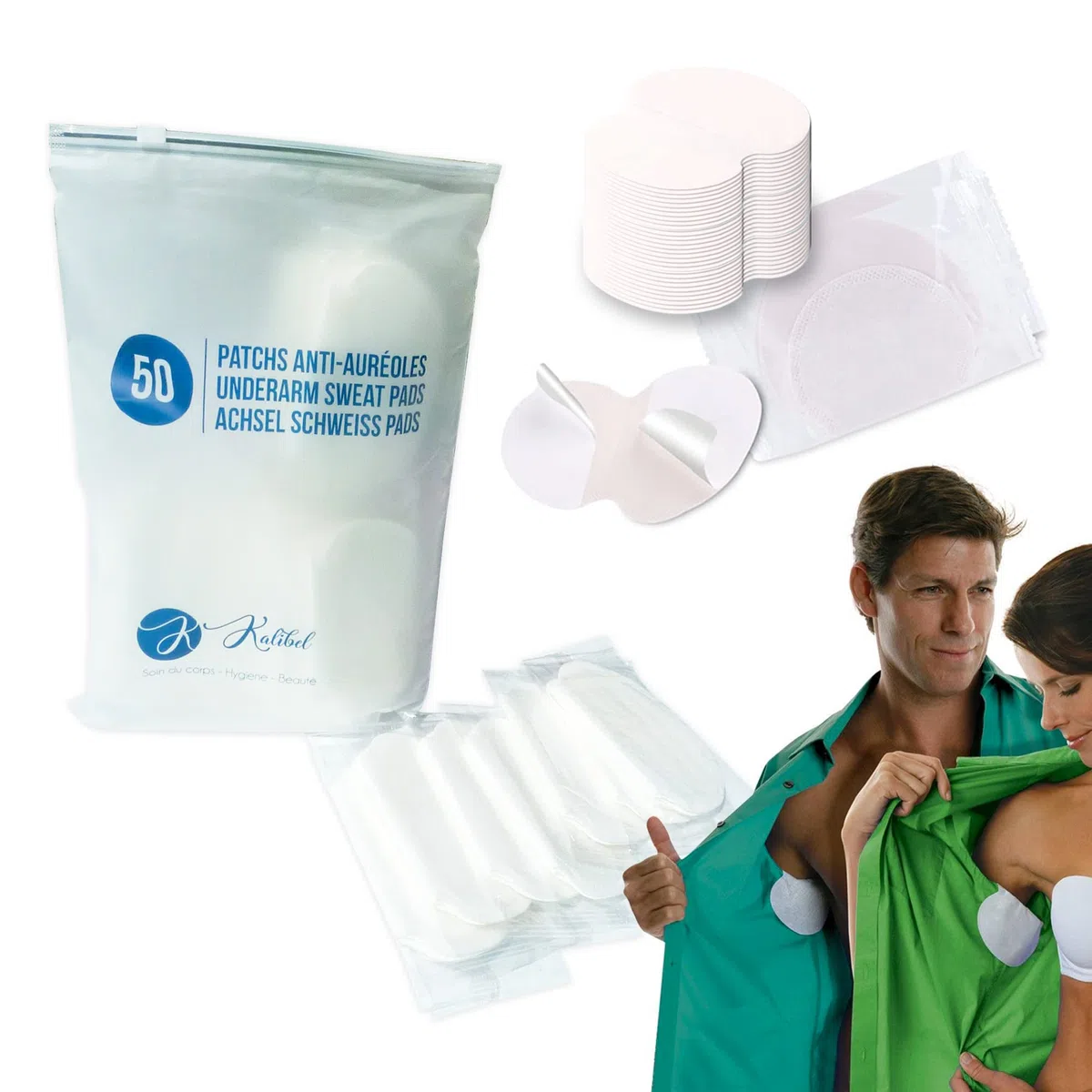 50 Pcs Sudor Almohadillas - Desechables de las axilas - axila sudor transpiración Pads - Sweat Pad Adhesive Antiperspirant