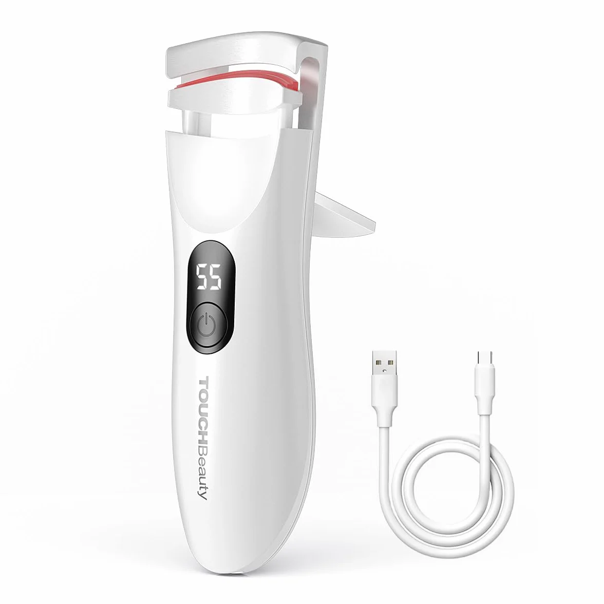 TOUCHBeauty Rizador de pestañas climatizado con indicador LED, rizador de pestañas eléctrico con 3 ajustes de temperatura, oscilación natural con silicona térmica, calentamiento rápido de 10 segundos