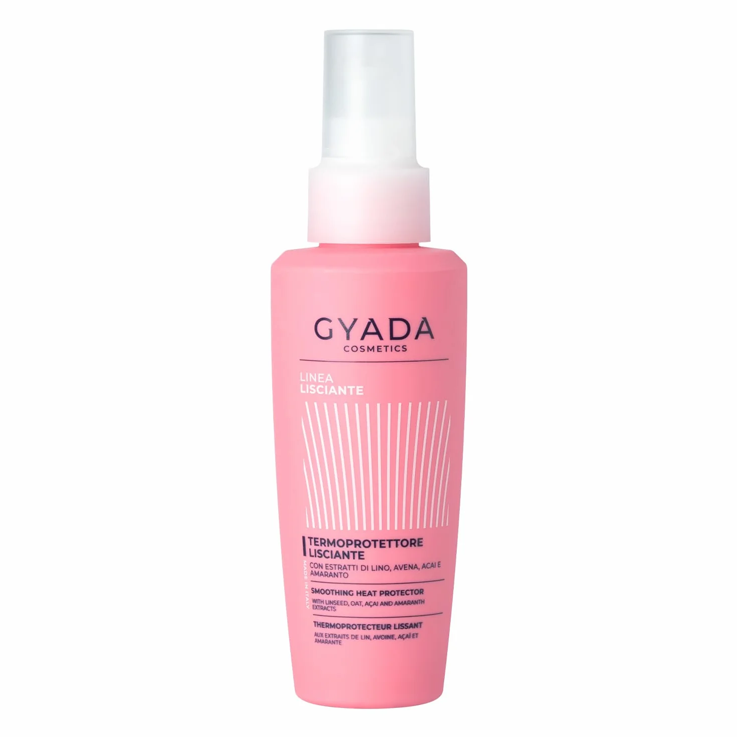 GYADA COSMETICS, Termoprotector alisador, protección hasta 230° del calor del secador, plancha y rizador con extractos de lino, avena, acai y amaranto, 125 ml
