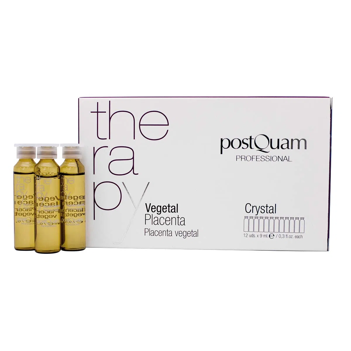 PostQuam - Pack de Ampollas de Placenta Vegetal Capilar - Tratamiento Anticaída para el Cabello - Estimula la Circulación y Previene la Caída Excesiva del Cabello - 12 Ampollas de 9 ml