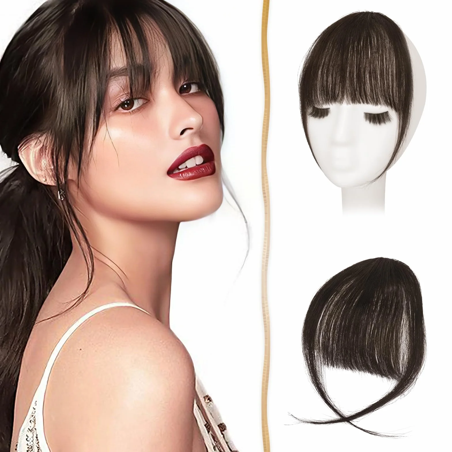 Sofeiyan 100% Humano Cabello Flequillo Francés Remy Flequillo Postizo Pelo Natural Clip Hair Flequillos Limpio Pieza Clip en Postizos Pelo Naturales para Mujer