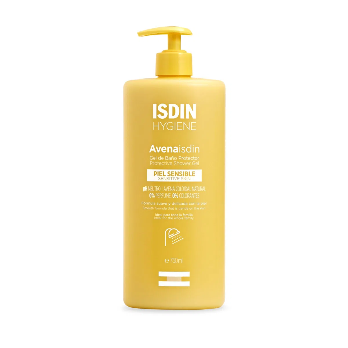ISDIN Gel Corporal para Pieles Sensibles, Avena, Sin Fragancia, Sin Perfume, Negro, 750 ml (Paquete de 1)