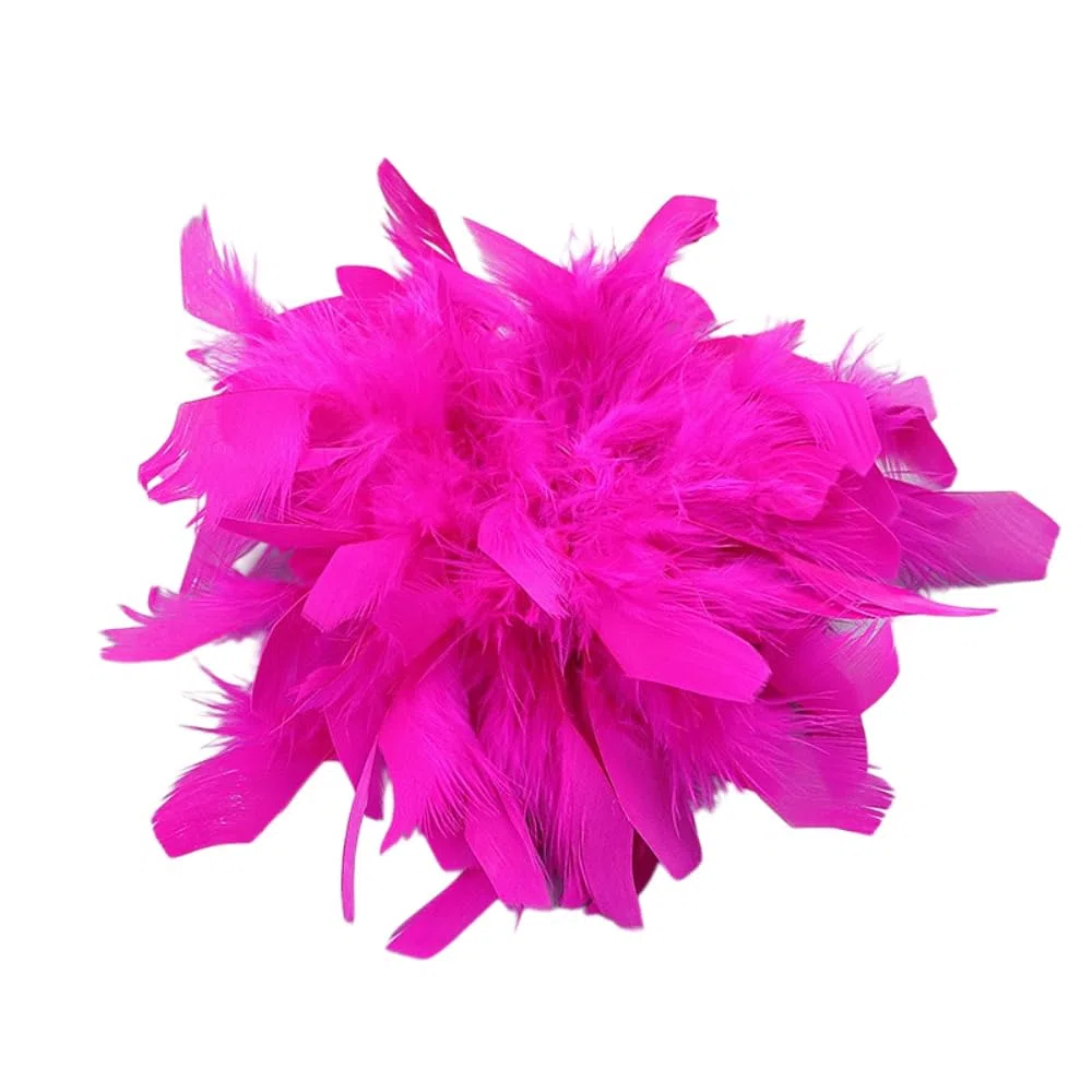 Wambere Broche de pluma para mujer, broche de plumas de pavo, corsé de plumas, accesorio para el pelo para manualidades, bodas, fiestas, cumpleaños, accesorios de joyería, color rojo rosa