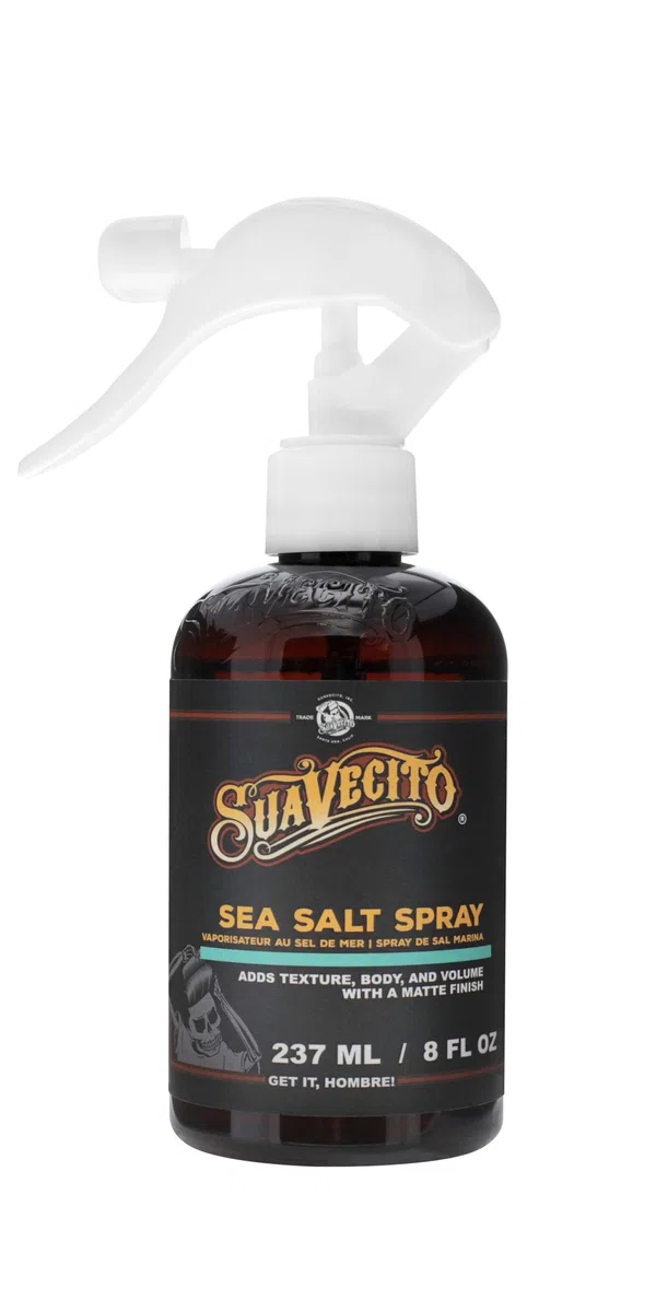 Suavecito Spray de sal marina, spray texturizante y voluminizador para el cabello que añade ondas playeras naturales y acabado mate, fórmula ligera y no pegajosa con aroma refrescante, 237ml