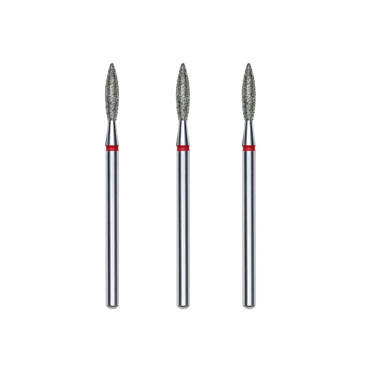 STALEKS PRO set 3 fresas de diamante para cutículas, 2.3x10 mm. Forma de Flama (Grano Fino)