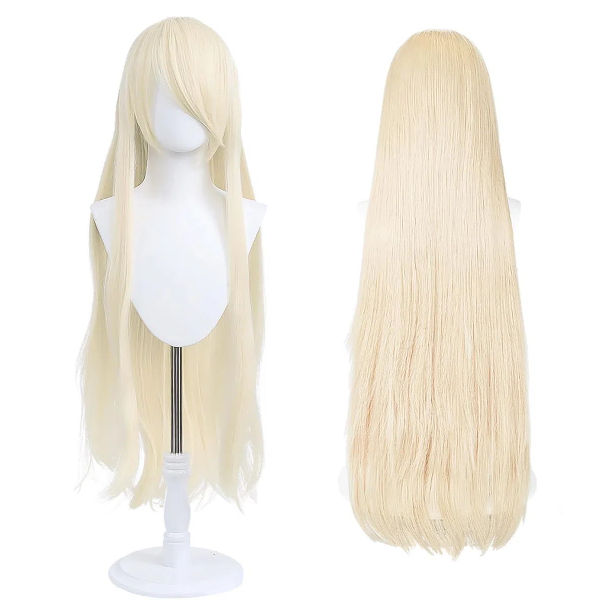 Peluca larga 100 cm, cosplay de anime universal, perfecta para fiestas, uso diario, festivales y Halloween, ideal para TV, cine y cosplay de juegos (Rubio claro)