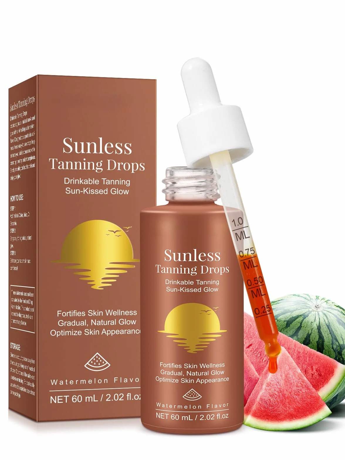 Gotas bronceadoras sin sol para beber, gotas bronceadoras sin sol bebibles, bronceador hidratante oral para rostro y cuerpo, brillo bronceado para todo tipo de pieles