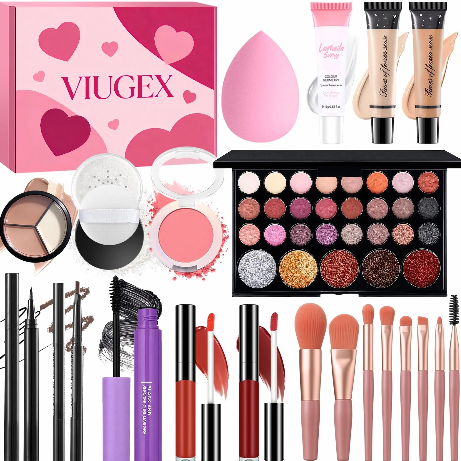 Set Maquillaje Mujer, Kit de Maquillaje Profesional Completo, Estuche Maquillaje Todo en Uno para Adolescentes Chica con Paleta Sombras de Ojos Fundación Corretores Colorete Máscara Gloss Labios