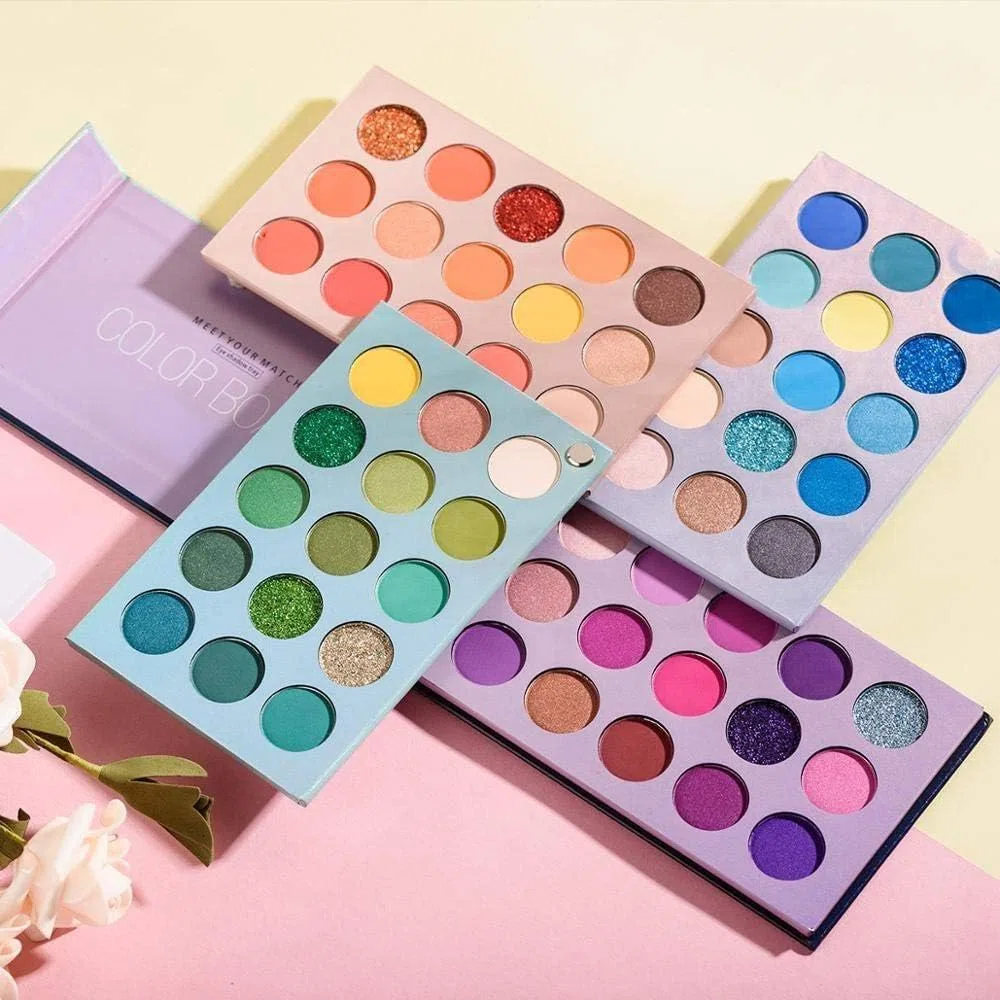 Paleta de sombras de ojos de 60 colores, tablero 4 en 1, brillo de alta pigmentación, sombra de ojos mate, rotación, paleta de maquillaje nude nacarado