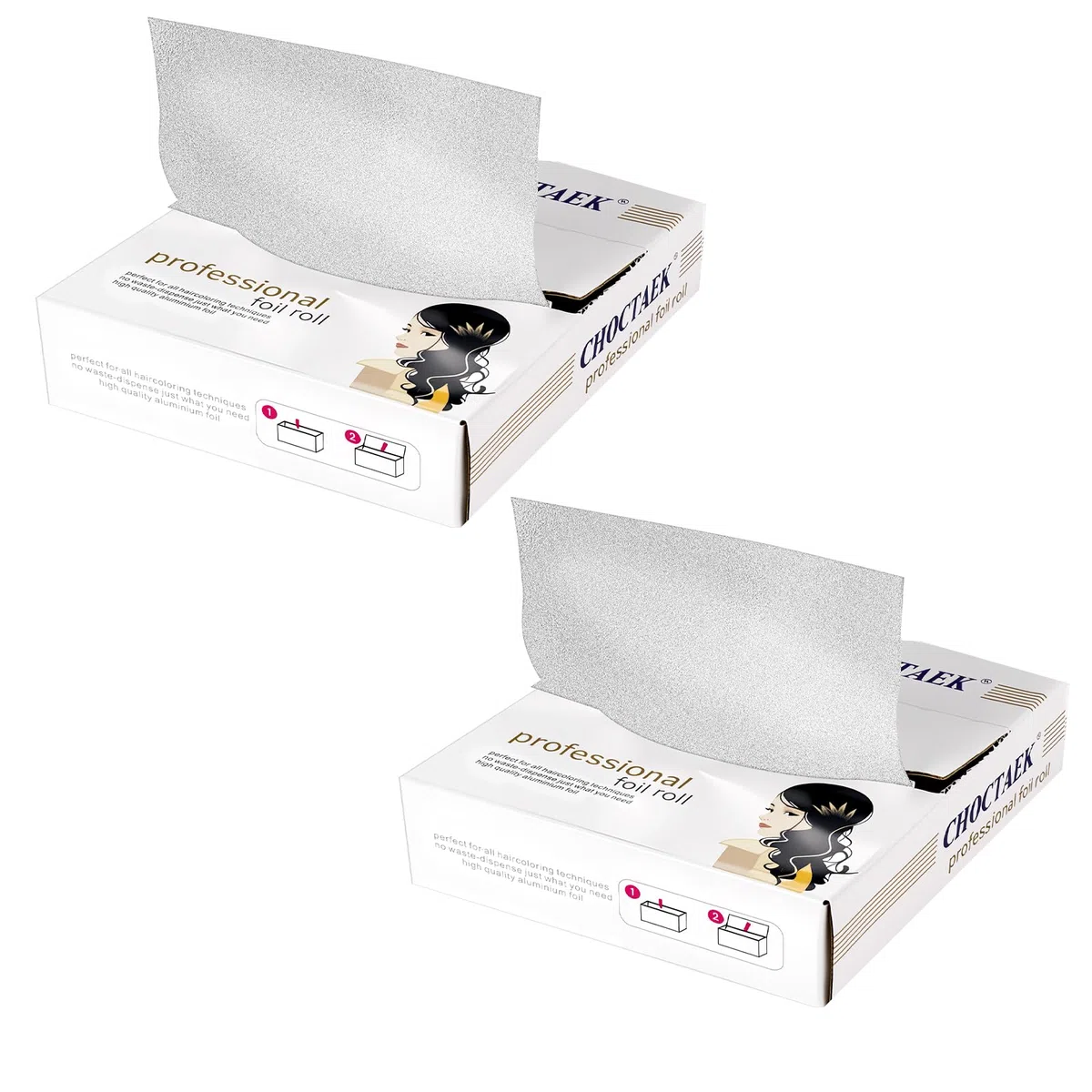 2 Cajas Papel Aluminio Peluqueria, Precortadas Papel Mechas Peluqueria, 12,7 x 27,3 cm Textura Antideslizante en Relieve para Reflejos, Teñido y Decoloración del Cabello (200 Hojas)