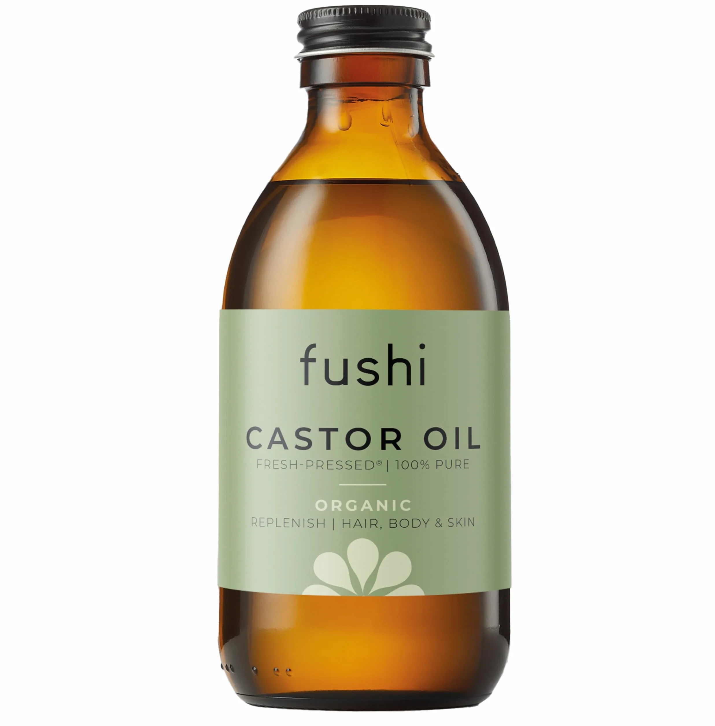 Fushi Aceite de ricino orgánico, 250 ml, 100% puro, prensado en frío y recién prensado para piel seca y crecimiento del cabello, pestañas y cejas, sin hexano, natural, apto para uso alimentario, de origen sostenible (el embalaje puede variar)