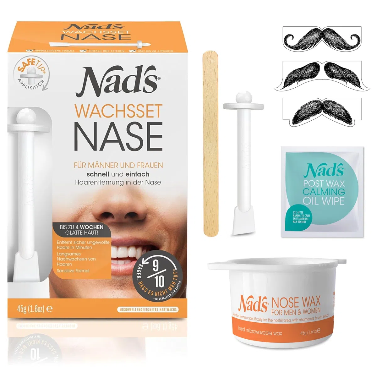 Nad’s Nose Wax Kit, Cera Depilatoria de Nariz Kit, Hombres/Mujeres, 45 g