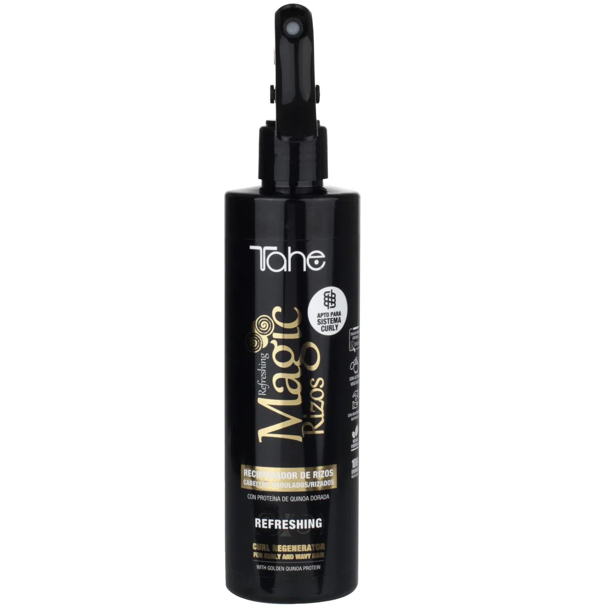 Tahe Magic Rizos Recuperador de rizos en spray Refreshing con Proteína de Quinoa dorada, 300 ml